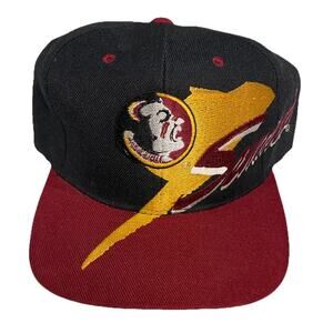 Vintage Florida State Seminoles Black Dome Bolt SnapBack Hat